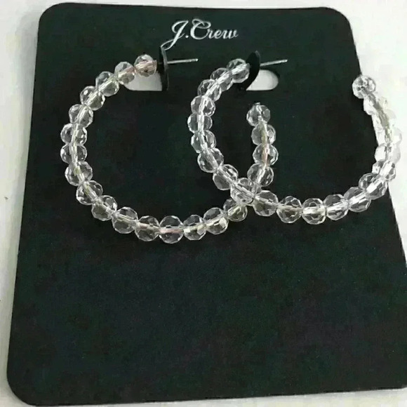 J Crew new Beaded Translucent Hoop Earring Clear - Picture 3 of 8